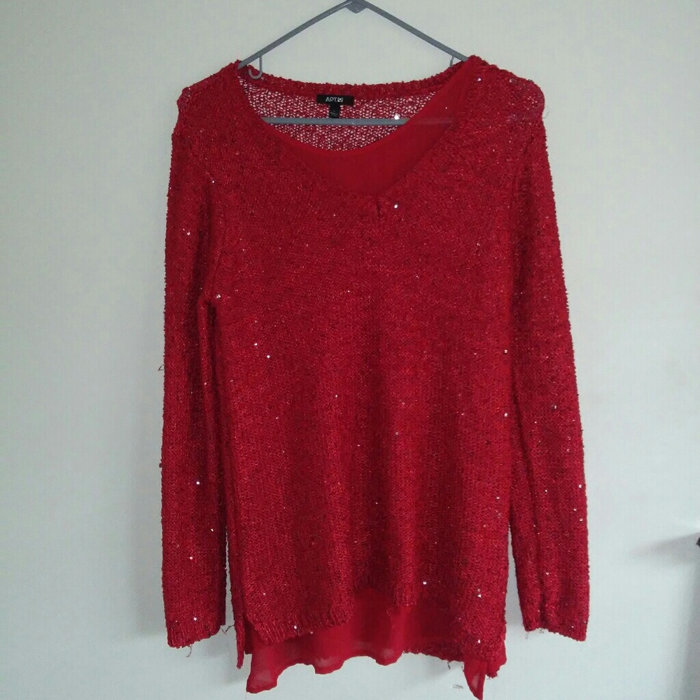 ⚡5 for $25⚡  Apt.9 red sparkle sweater